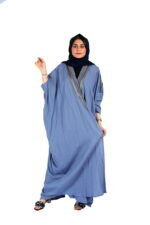 ⁦عبايه تطريز قطري ازرق فاتح بشت⁩ - الصورة ⁦4⁩