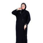 ⁦عبايه لف بياقة محدده بشريط كاروهات بيج و اسود⁩ - الصورة ⁦5⁩