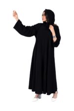 ⁦عباية كلوش كلاسيك محددة بخيوط بيج⁩ - الصورة ⁦2⁩
