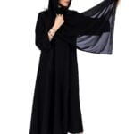 ⁦عباية كلوش كلاسيك محددة بخيوط بيج⁩ - الصورة ⁦3⁩