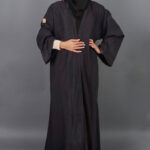 عبايه قطري كريب اسود موديل لف