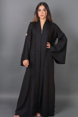 عبايه كلوش منسوجة من قماش كريب - مينى ميت بشك