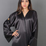 ⁦عبايه اسود الجازار الطبيعي⁩ - الصورة ⁦2⁩