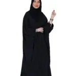عبايه نص بشت قطرية سوداء بالكامل