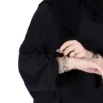 عبايه نص بشت قطرية سوداء بالكامل