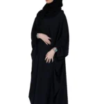 عبايه نص بشت قطرية سوداء بالكامل
