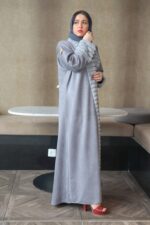 عبايه فروه شتوي رماري