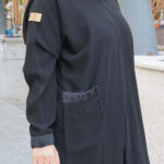 ⁦‎عباية كريب ملكي بجيوب أمامية و أكمام مطاط⁩ - الصورة ⁦3⁩