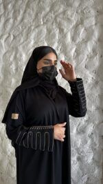 ⁦عبايه بشك سندس على اكمام مزينه بلون النحاسي⁩ - الصورة ⁦4⁩