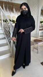 ⁦عبايه بشك سندس على اكمام مزينه بلون النحاسي⁩ - الصورة ⁦12⁩