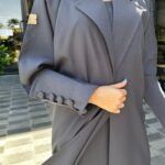 عباية رمادي بليزر مندمجة بطبقة داخليه