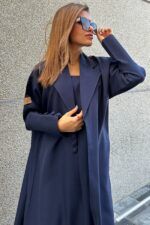 عباية كحلي بليزر مندمجة بطبقة داخلية