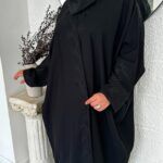 ⁦عباية كلاسيك نص بشت بتطريز اسود امامى⁩ - الصورة ⁦8⁩