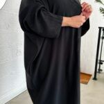 ⁦عباية كلاسيك نص بشت بتطريز اسود امامى⁩ - الصورة ⁦7⁩