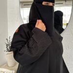 عبايه ساده بخيوط قصب على كم