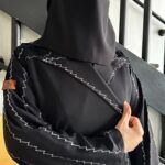 عباية كلوش بليزر بدقات ابيض