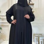 ⁦عباية كتف بتطريز خيوط على شكل سهم مخفى بلون اسود⁩ - الصورة ⁦4⁩