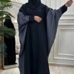 عباية كتف نص بشت محدده بلونين اسود و رمادى