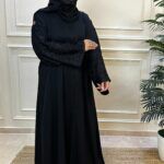 عبايه كتف بتطريز ارى اسود من امام وكم