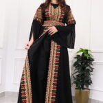 ⁦جلابيه بتطريز عربي وبكم وسيع بيج⁩ - الصورة ⁦6⁩