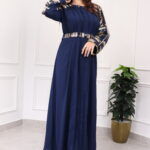 ⁦جلابيه كحلي مطرزه بترتر⁩ - الصورة ⁦4⁩