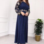 ⁦جلابيه كحلي مطرزه بترتر⁩ - الصورة ⁦5⁩