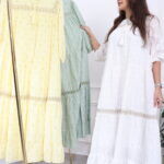 ⁦جلابيه ابيض بقماش مشجر من نفسه بكم مطاط⁩ - الصورة ⁦6⁩