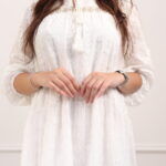 ⁦جلابيه ابيض بقماش مشجر من نفسه بكم مطاط⁩ - الصورة ⁦9⁩