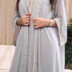 جلابيه رصاصي طبقتين بطبقه بشت شيفون