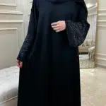 ⁦عباية انتر مطرز بني مخفى على الكم⁩ - الصورة ⁦3⁩
