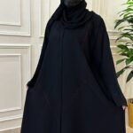 ⁦عبايه كلوش رقبة بقماش انترنت مطرزه عنابي بخيوط مخفى⁩ - الصورة ⁦6⁩