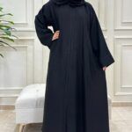 ⁦عبايه كلوش رقبة منسوجة بقماش انترنت مطرزه بخيوط مخفى⁩ - الصورة ⁦6⁩