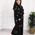 عبايه بناتي بتطريز فراشه كامل بلون النحاسي