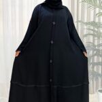 ⁦عبايه كلوش بسحاب مخفى بزراير من امام⁩ - الصورة ⁦2⁩