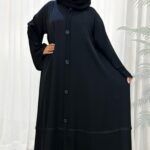 ⁦عبايه كلوش بسحاب مخفى بزراير من امام⁩ - الصورة ⁦3⁩