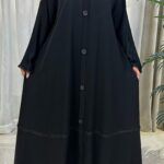 عبايه كلوش بسحاب مخفى بزراير من امام