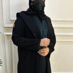 ⁦عبايه مفتوحة بطبقة داخلية بلون زيتى⁩ - الصورة ⁦4⁩