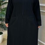 ⁦عبايه فكرو محدد بشريط على جيوب من امام⁩ - الصورة ⁦2⁩