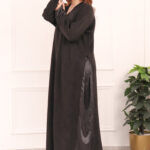 ⁦عبايه شامواه ربع كلوش محدده اسود و باكمام معصم⁩ - الصورة ⁦5⁩