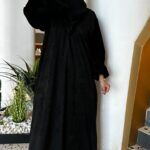 ⁦عباية بقصه A شتوية شامواه مع تداخل المخمل ربع كلوش⁩ - الصورة ⁦8⁩