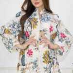 ⁦جلابيه ابيض قطن بلياقه مشجره بورود (1)⁩ - الصورة ⁦2⁩