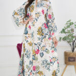 جلابيه ابيض قطن بلياقه مشجره بورود (1)