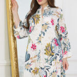 ⁦جلابيه ابيض قطن بلياقه مشجره بورود (1)⁩ - الصورة ⁦5⁩