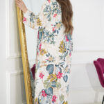 ⁦جلابيه ابيض قطن بلياقه مشجره بورود (1)⁩ - الصورة ⁦6⁩