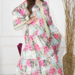 ⁦جلابيه وردي جميل بقماش حرير بكسر من اسفل⁩ - الصورة ⁦4⁩