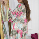 ⁦جلابيه وردي جميل بقماش حرير بكسر من اسفل⁩ - الصورة ⁦5⁩