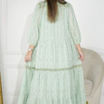 ⁦جلابيه تيفاني بقماش مشجر من نفسه بكم مطاط⁩ - الصورة ⁦3⁩