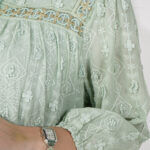 ⁦جلابيه تيفاني بقماش مشجر من نفسه بكم مطاط⁩ - الصورة ⁦2⁩