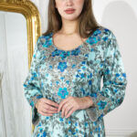 ⁦جلابيه سماوي مخاوير اماراتيه بفصوص من حلق⁩ - الصورة ⁦2⁩