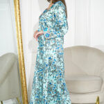 ⁦جلابيه سماوي مخاوير اماراتيه بفصوص من حلق⁩ - الصورة ⁦3⁩